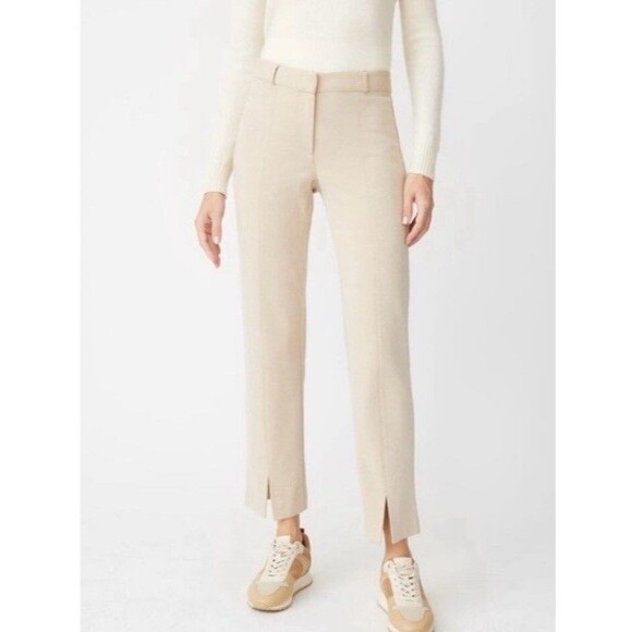 J. Mclaughlin Tan Deanne Straight Leg Split Leg Hem Pants 14 Quiet Luxury Office - Picture 1 of 10